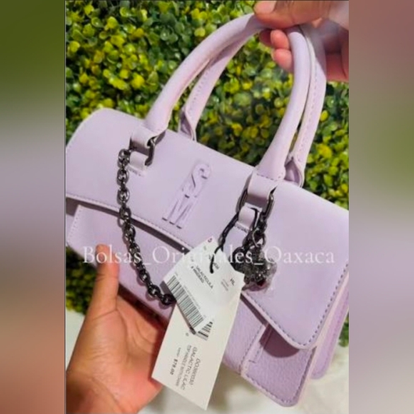 Steve Madden Galactic Lilac Compact Handbag With Chain Accent - Picture 5 of 13